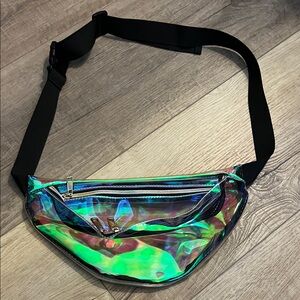 Holographic Belt Bag with Black Strap